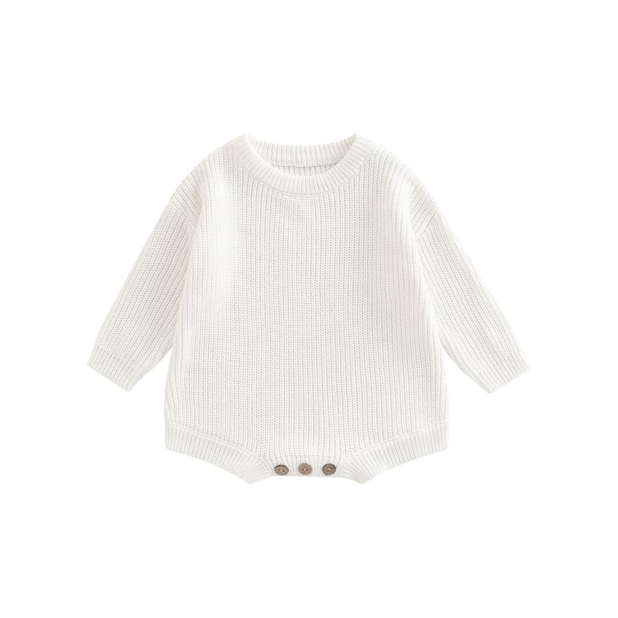 Cammy Cosy Knit Romper - White - 0-3 Months