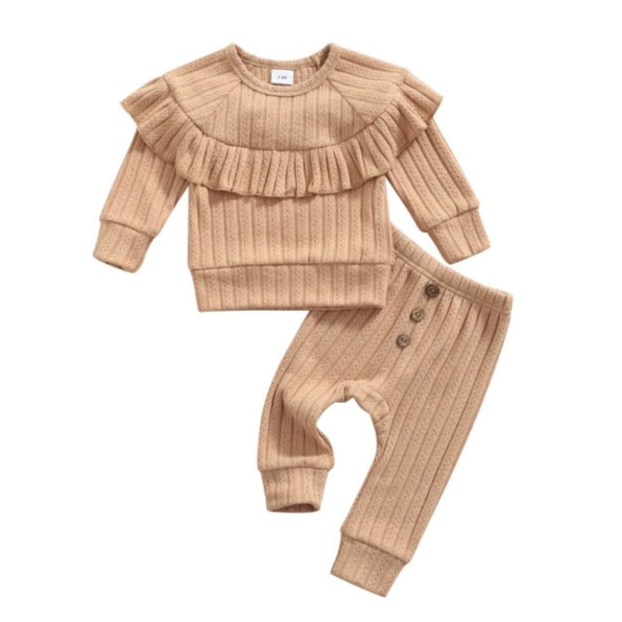 Cathy Frill Collar Trackie Set - Camel - Sets sets