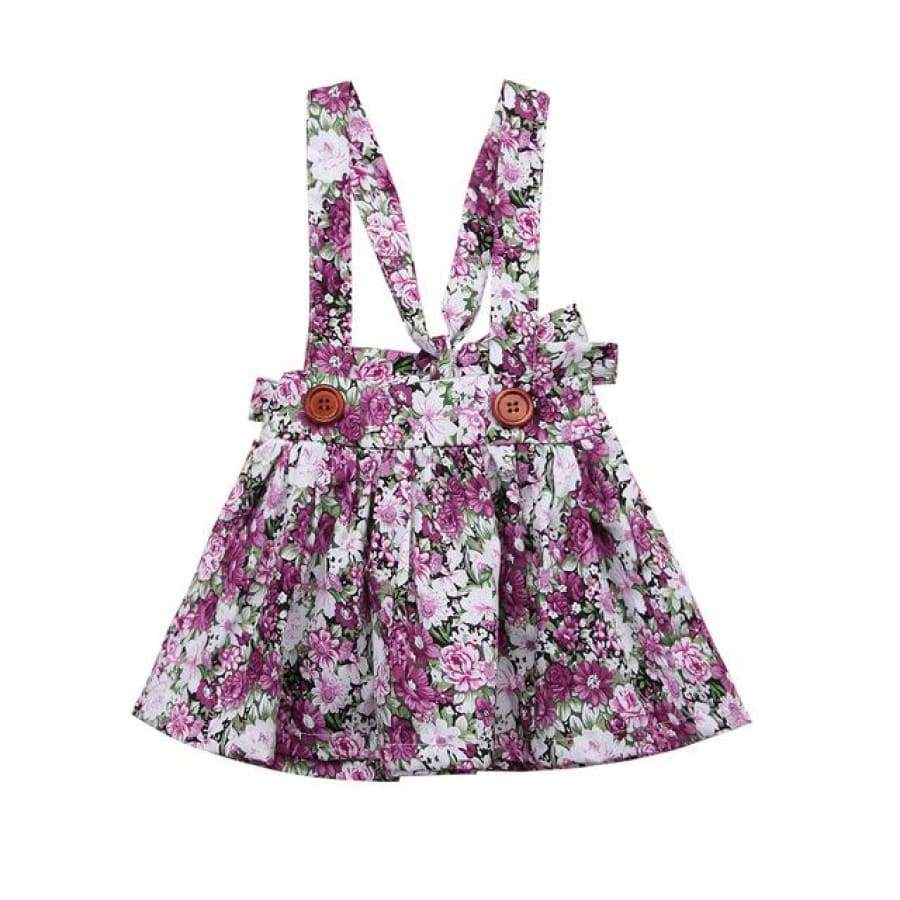 Brianna Floral Pinafore - Purple / 0-6 Months - Dresses Dress