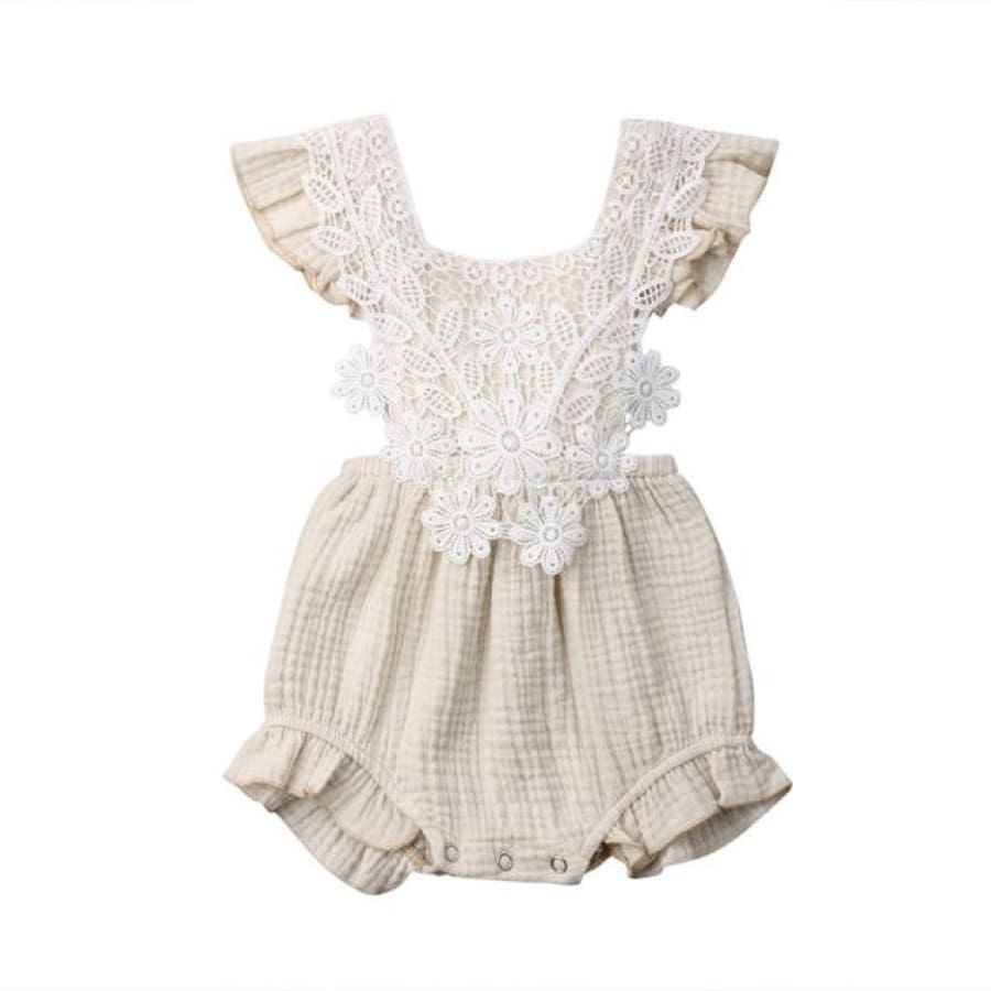 Eloise Lace Front Romper - Cream / 0-6 Months - Rompers Girl lace princess Rompers