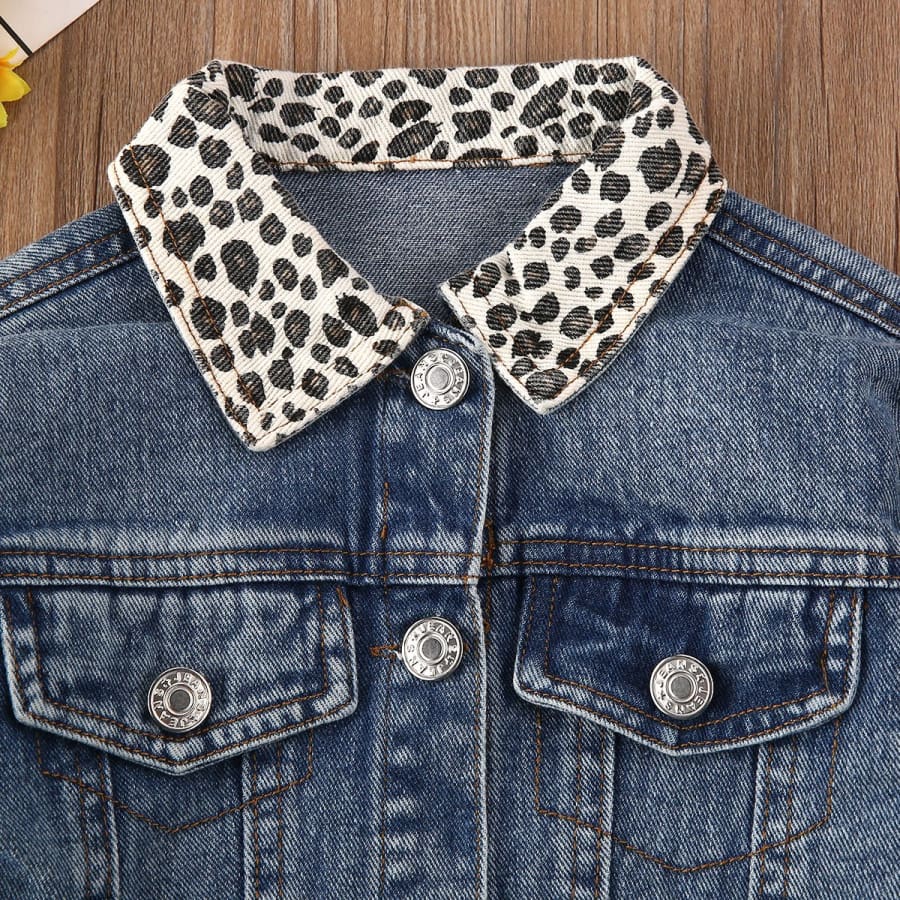 Emma Leopard Collar Denim Jacket - Jacket Jacket