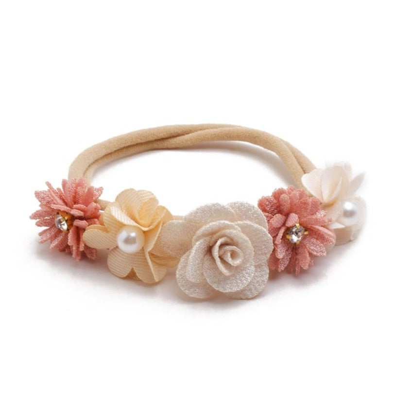 Evie Floral Headband - Peach