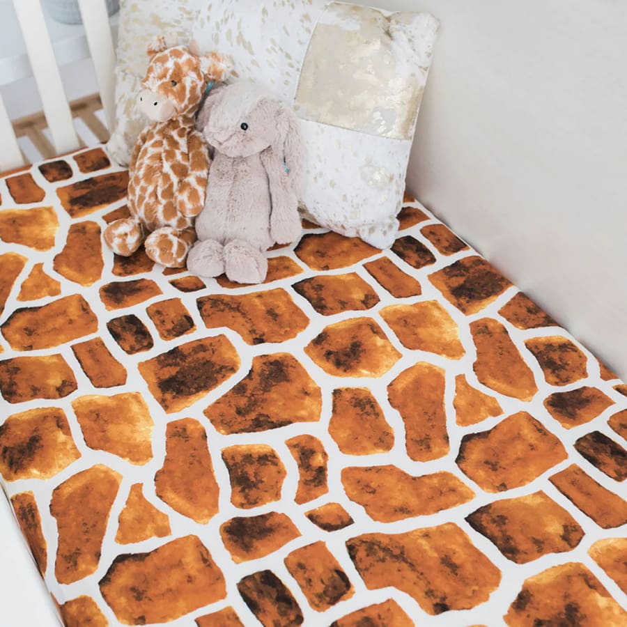 Evie &amp; Grey Fitted Cot Sheet Giraffe Mania