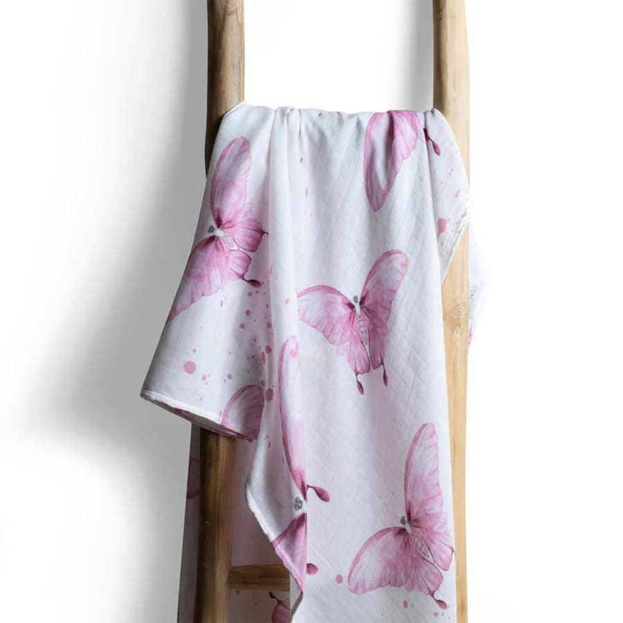 Evie &amp; Grey Muslin Wrap Butterfly Kisses