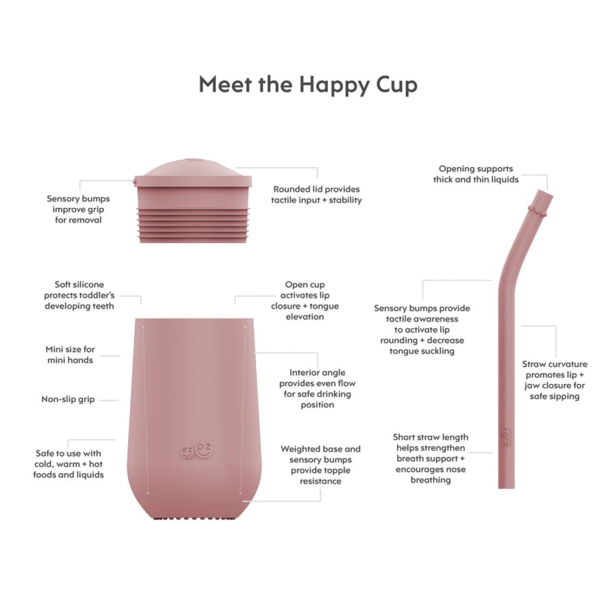 Ezpz Happy Cup + Straw System Blush - Feeding