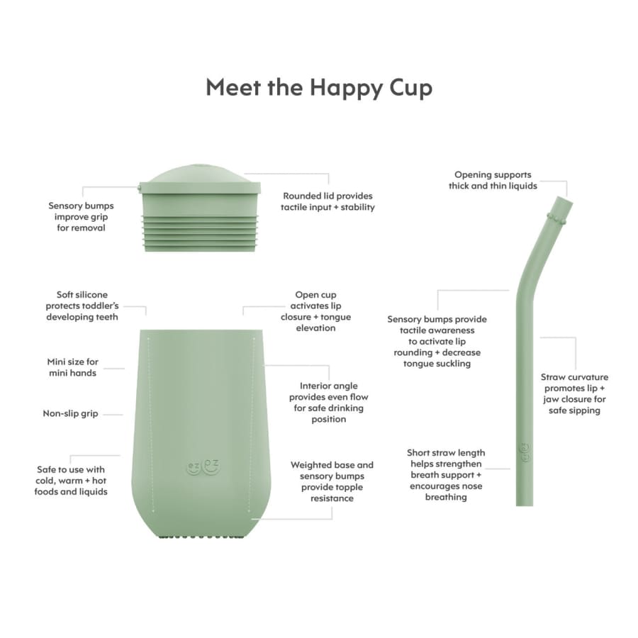 Ezpz Happy Cup + Straw System Sage - Feeding