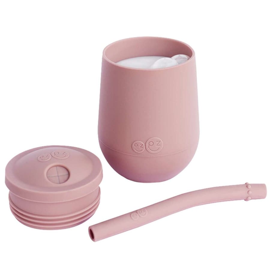 Ezpz Mini Cup + Straw Training System Blush - Feeding Bowl, drink cups, ezpz, Feeding