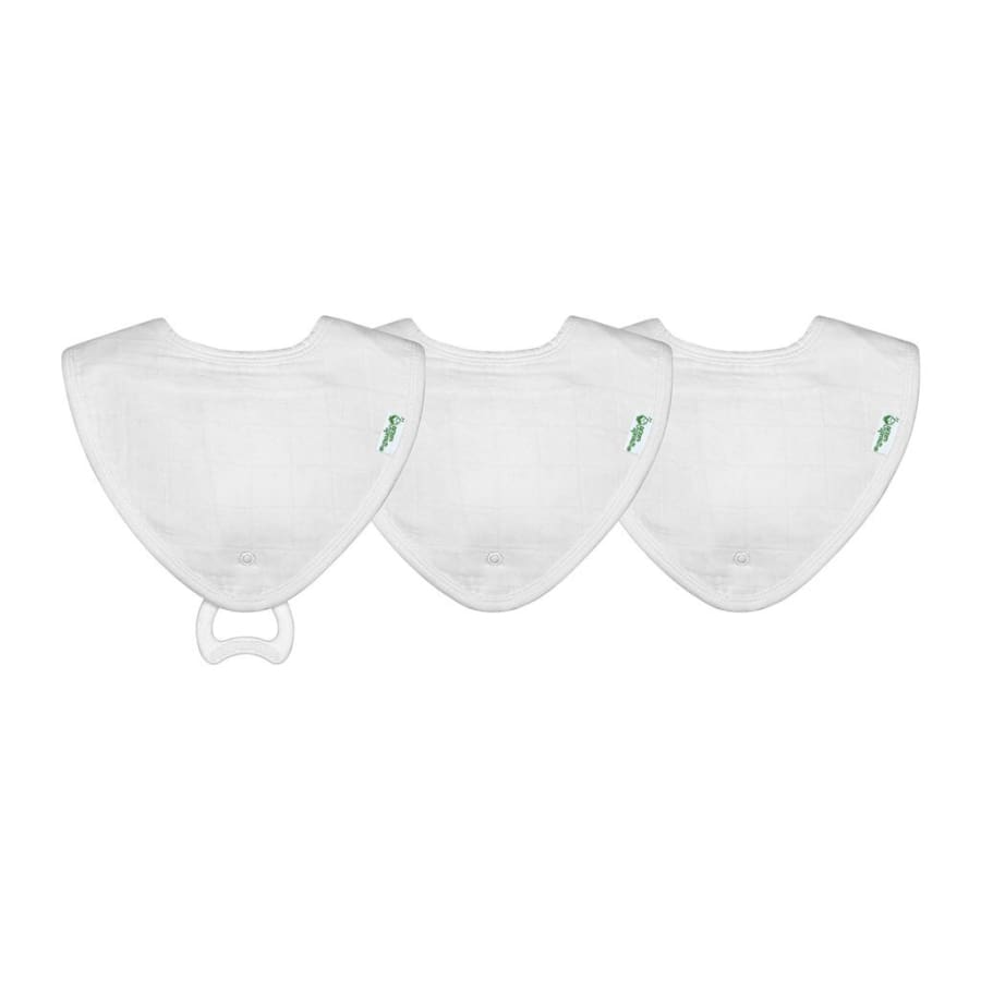 Green Sprouts Muslin Stay-dry Teether Bibs made from Organic Cotton (3 Pack) - White - Bib Bibs