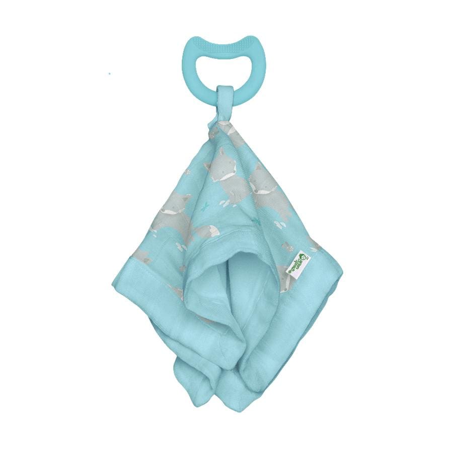 Green Sprouts Snuggle Blankie Teether made from Organic Cotton-Aqua Fox-3 Months+ - Teether teether