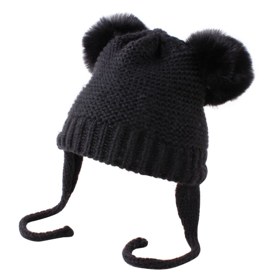 Haven Knitted Tie Baby Beanie - Black