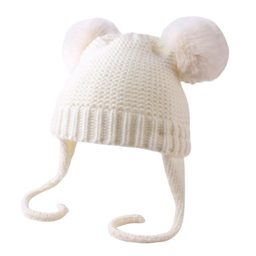 Haven Knitted Tie Baby Beanie - Snow - hats hats