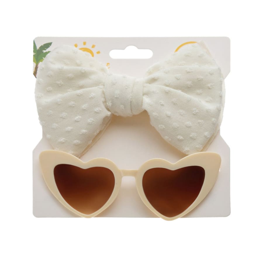 Heart Sunnies + Headband Set - Cream