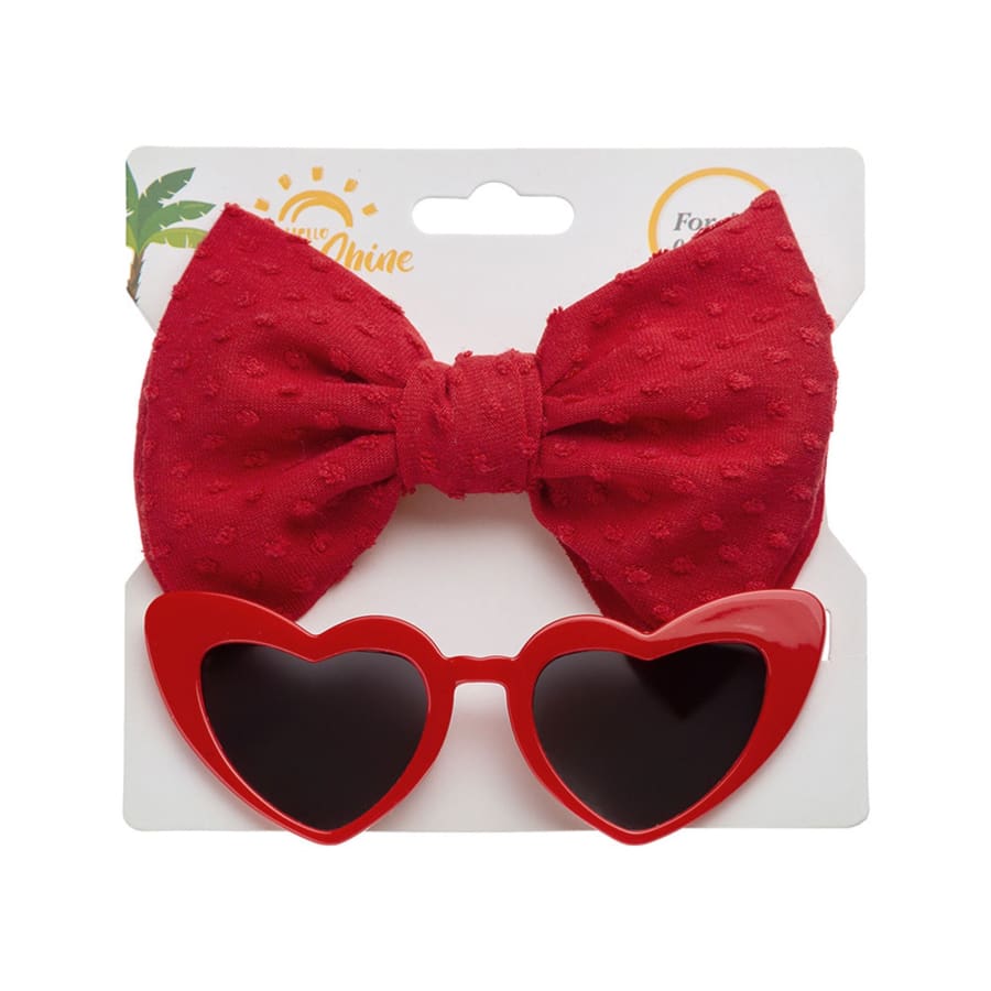 Heart Sunnies + Headband Set - Red