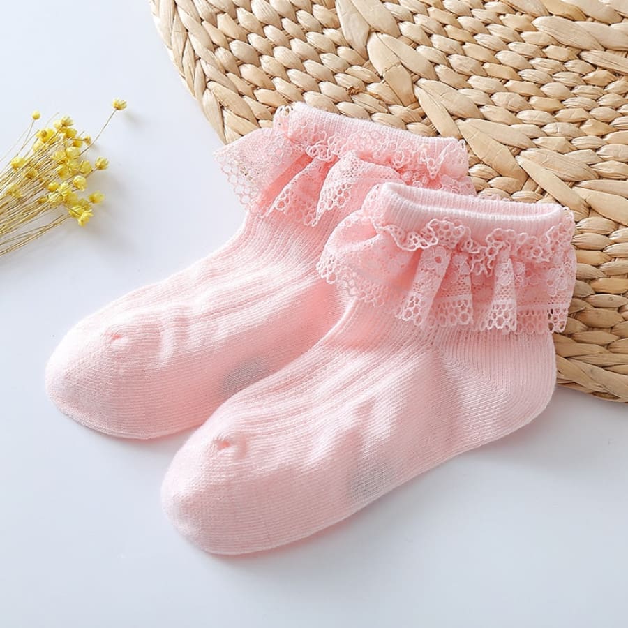 Jewel Lace Ankle Socks - Pink - 6-12 Months