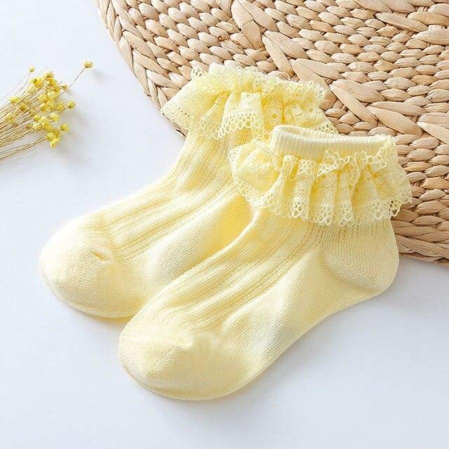 Jewel Lace Ankle Socks - Yellow / 3 to 5 Years - Socks Socks