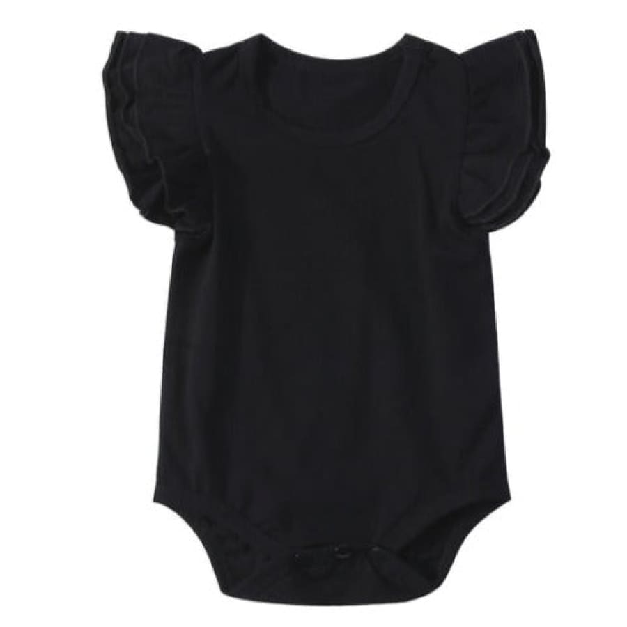 Lola Ruffle Sleeve Onesie - Black - 0-6 Months - Onesies Onesies