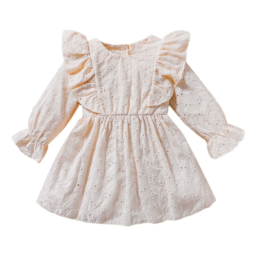 Lucy Flutter Broderie Dress - Cream - 0-6 Months