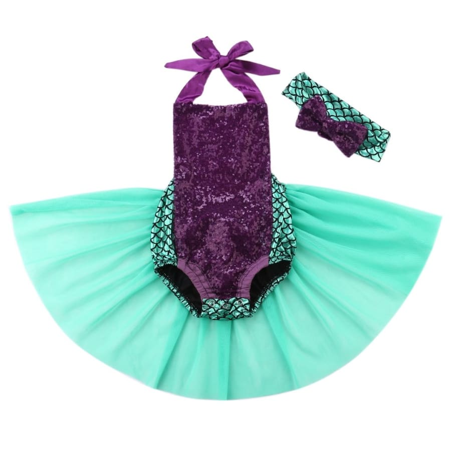 Mary Mermaid Halter Neck Romper - 0-6 Months - Costume costume mermaid