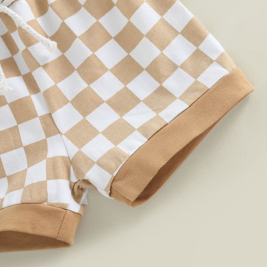 Mateo Checkerboard Hoodie Set - Grey