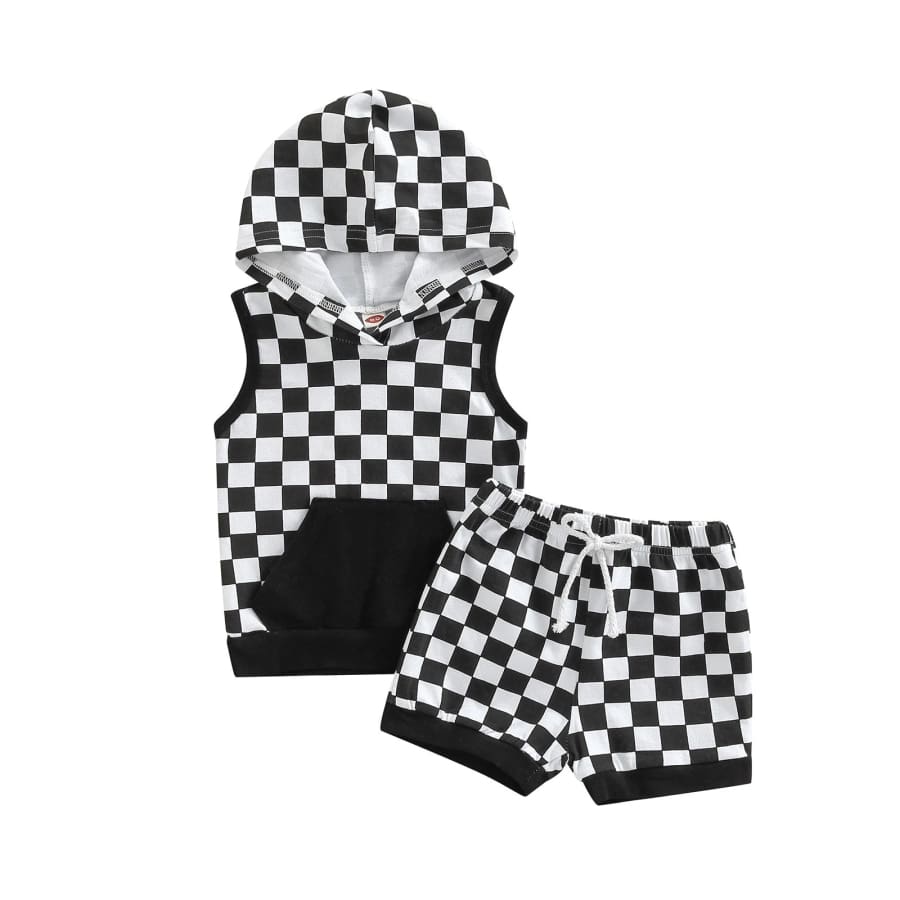 Mateo Checkerboard Hoodie Set - Night - 0-6 Months