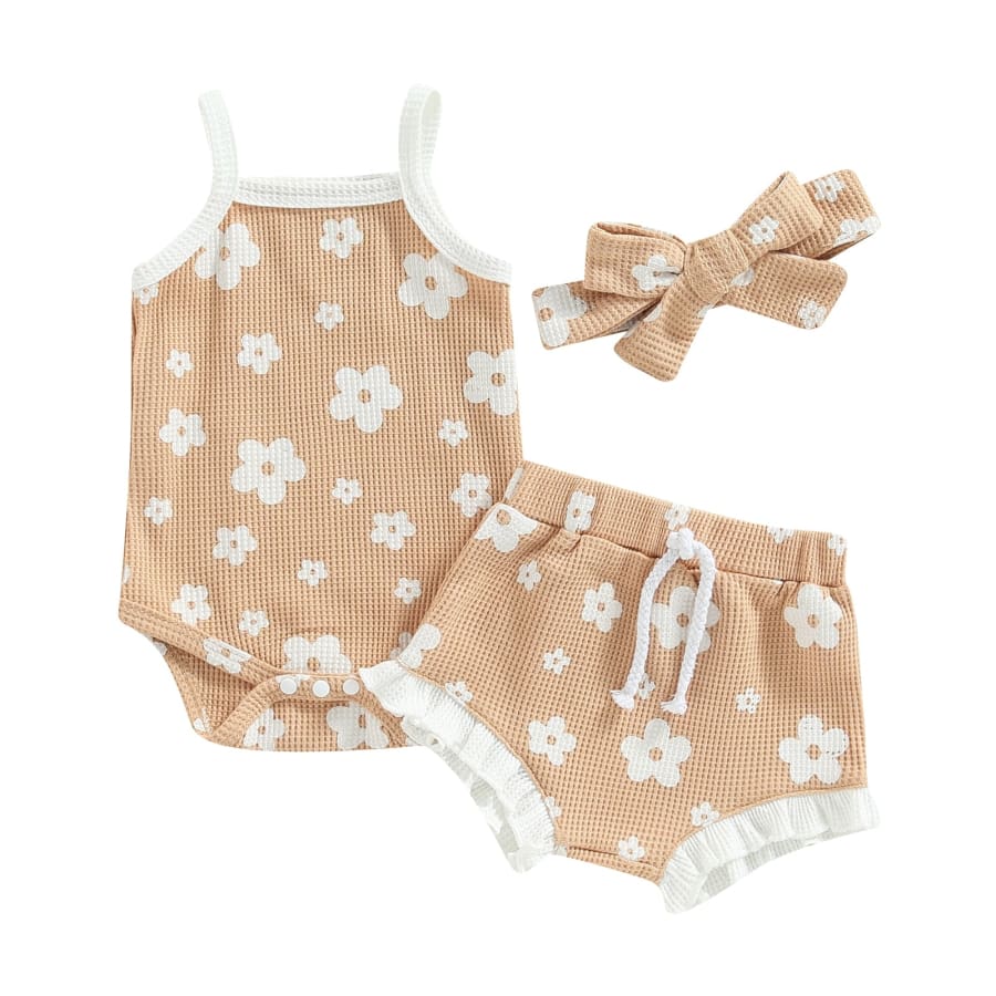 Melody Daisy Singlet Set - Natural - 0-3 Months