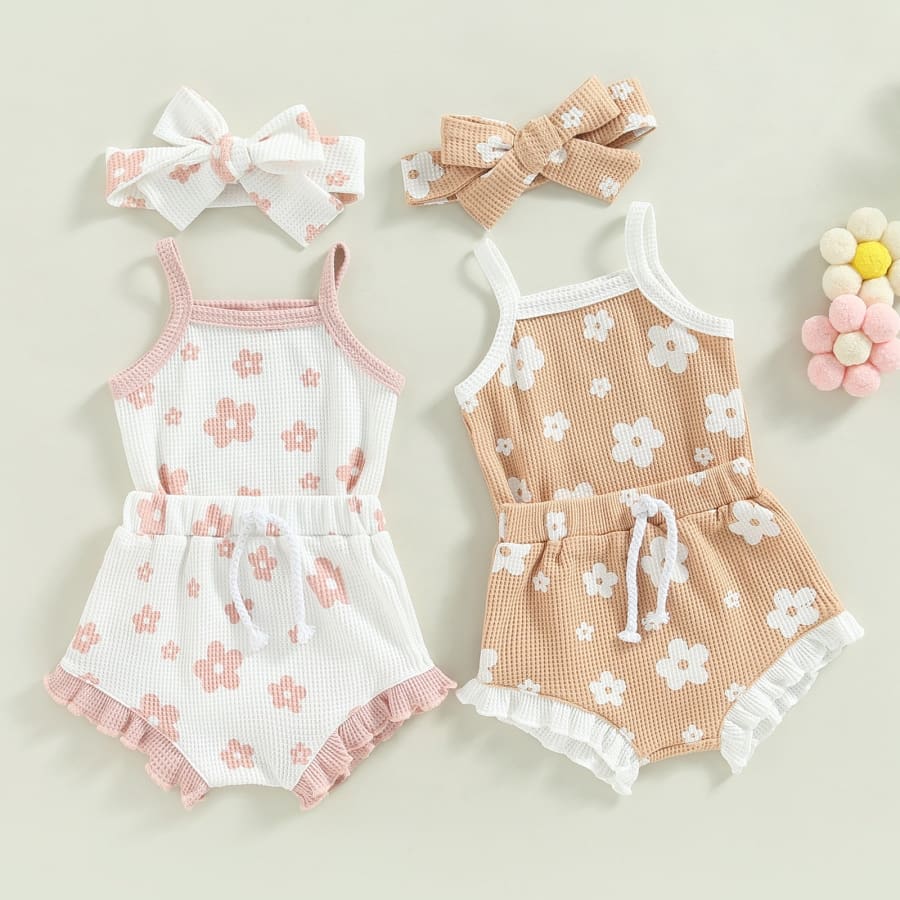 Melody Daisy Singlet Set - Natural - 0-3 Months
