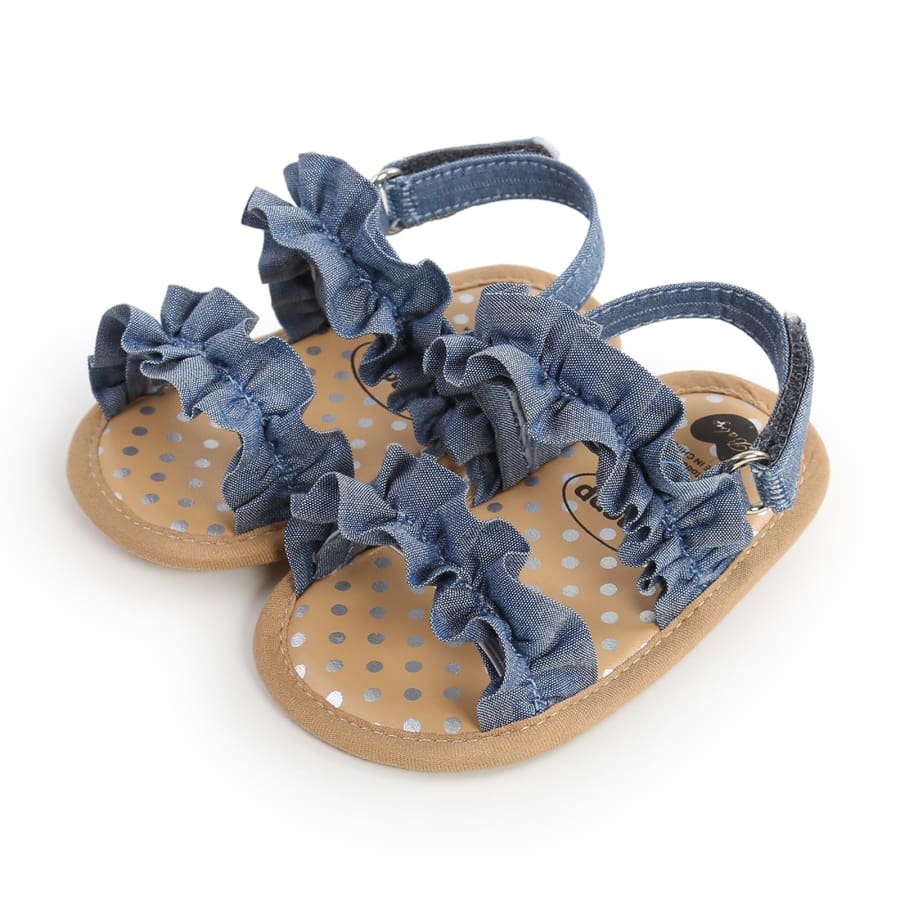 Mia Ruffle Soft Sole Sandal - Blue - 0-6 Months