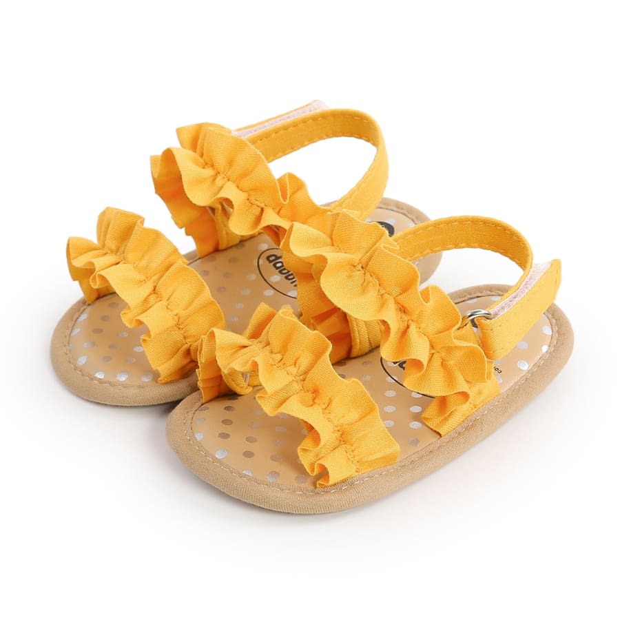 Mia Ruffle Soft Sole Sandal - Sunshine - 0-6 Months