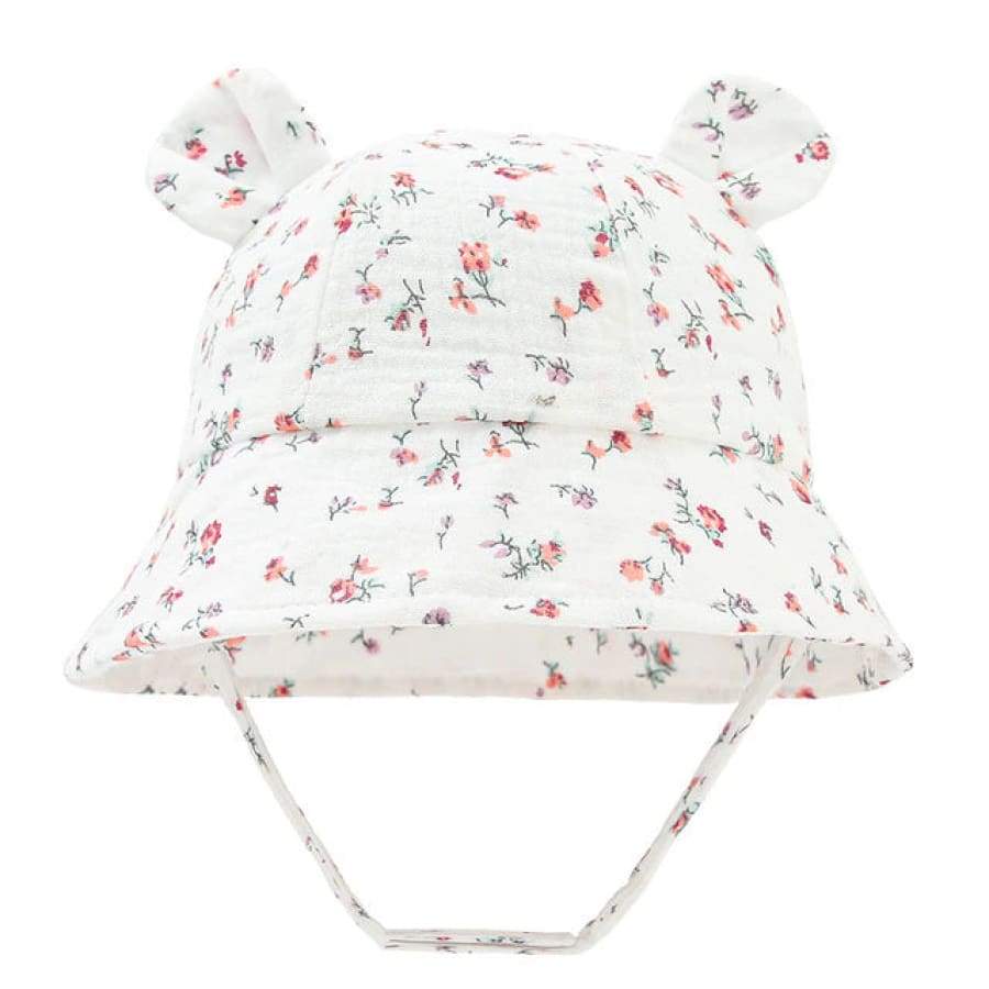 Muslin Sun Hat - White Roses