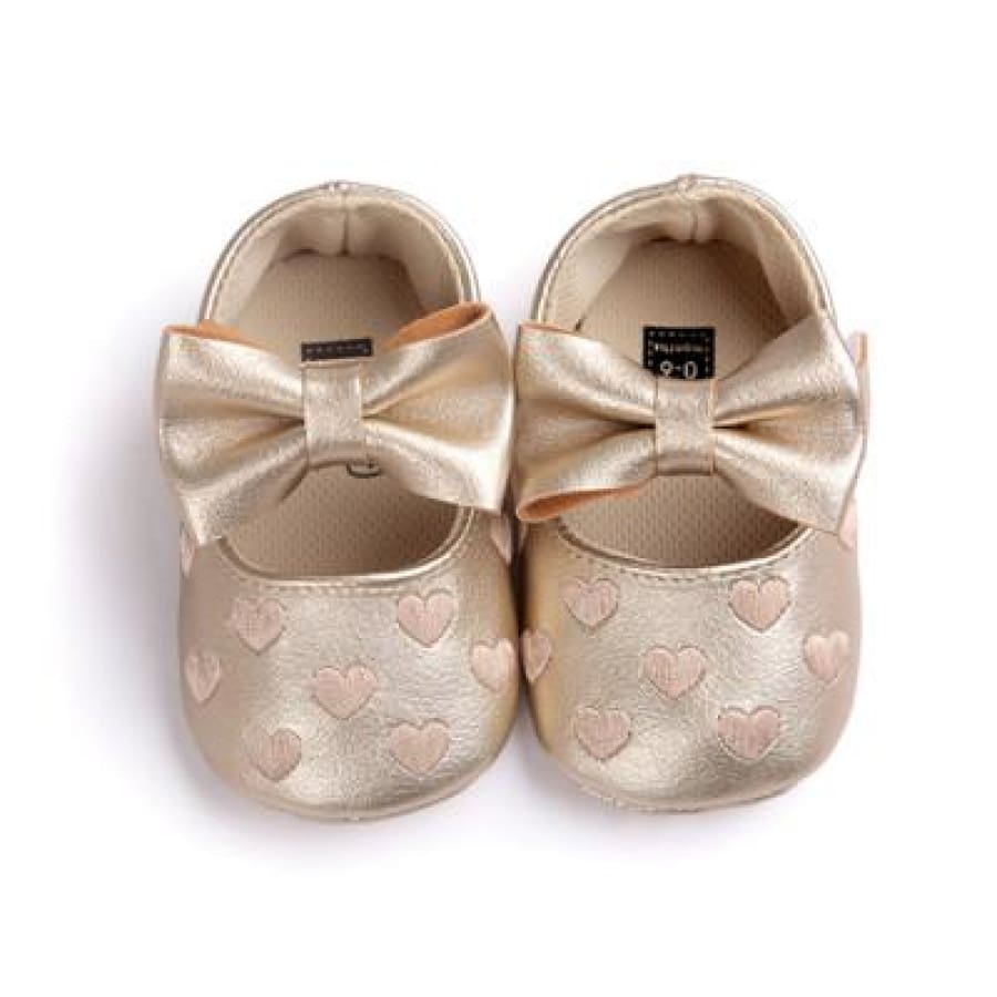 Penny Bow Pre Walkers - Gold / 0-6 Months - Shoes Shoes