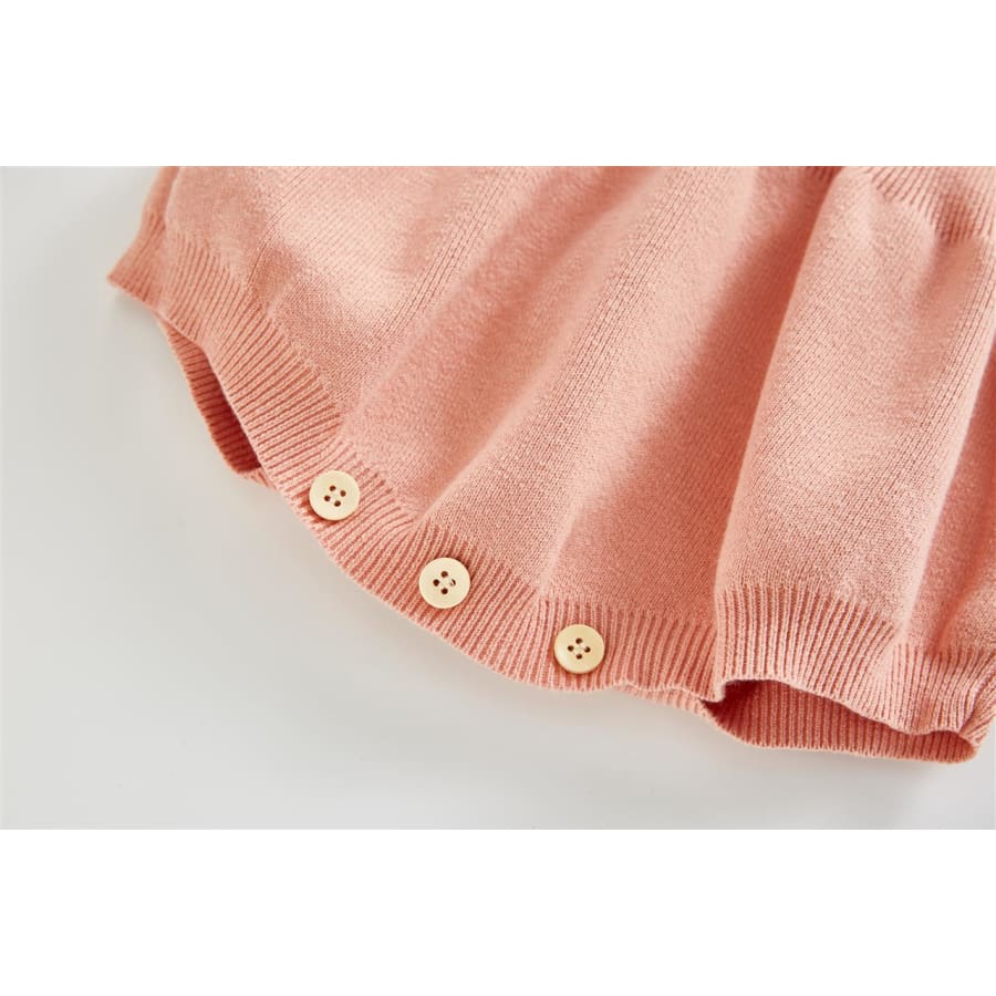 Regan Ruffles Knit Romper - Peachy Pink