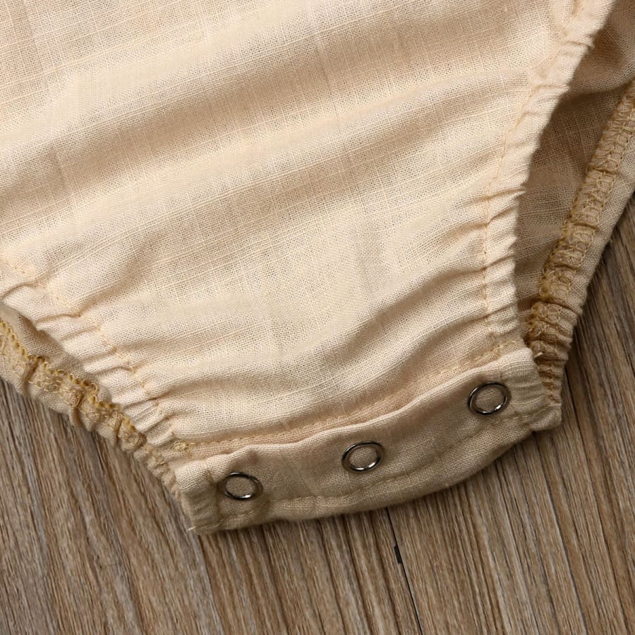 Remi Button Up Romper - Beige - 0-3 Months