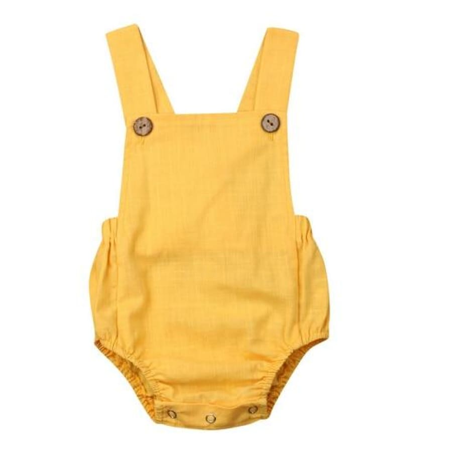 Remi Button Up Romper - Yellow / 0-3 Months - Romper jumpsuit romper unisex