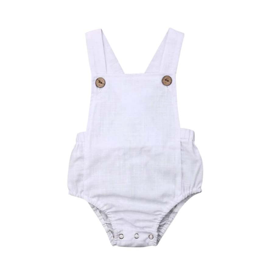 Remi Button Up Romper - White - 0-3 Months