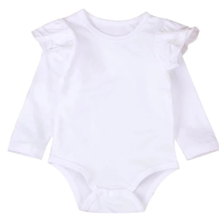 Ruby Long Sleeve Flutter Onesie - White - 0-6 Months - Onesies Onesies