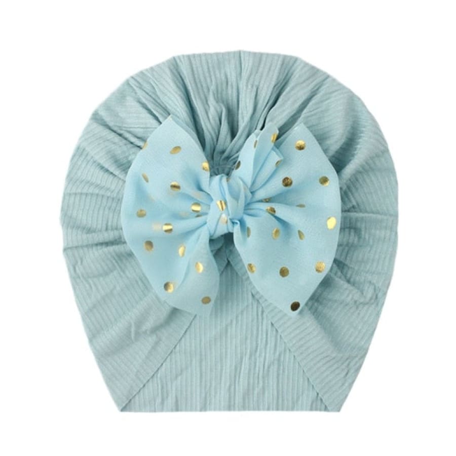 Stretch Spot Bow Beanie - Blue - Headband headband