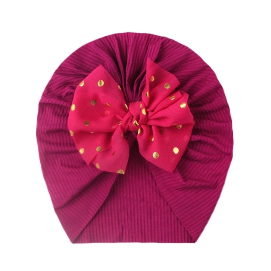 Stretch Spot Bow Beanie - Bright Pink - Headband headband