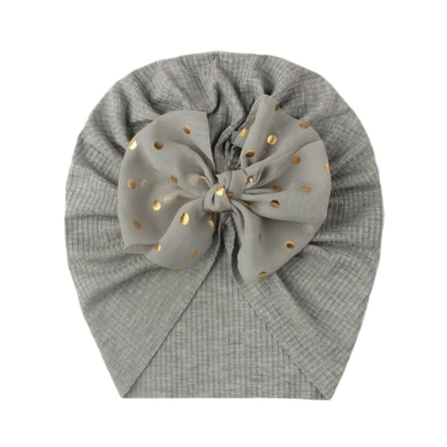 Stretch Spot Bow Beanie - Grey - Headband headband
