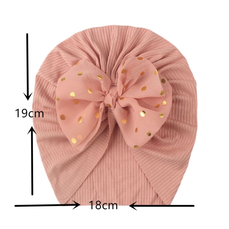 Stretch Spot Bow Beanie - Peach - Headband headband
