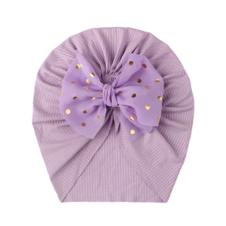 Stretch Spot Bow Beanie - Purple - Headband headband