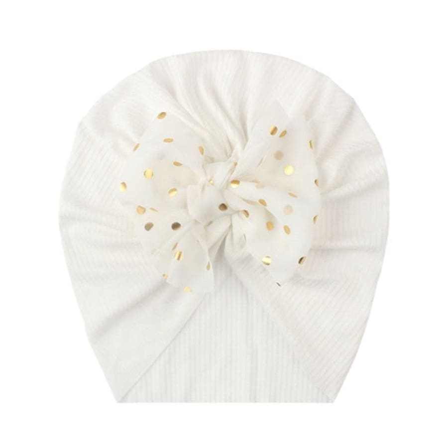 Stretch Spot Bow Beanie - Snow - Headband headband