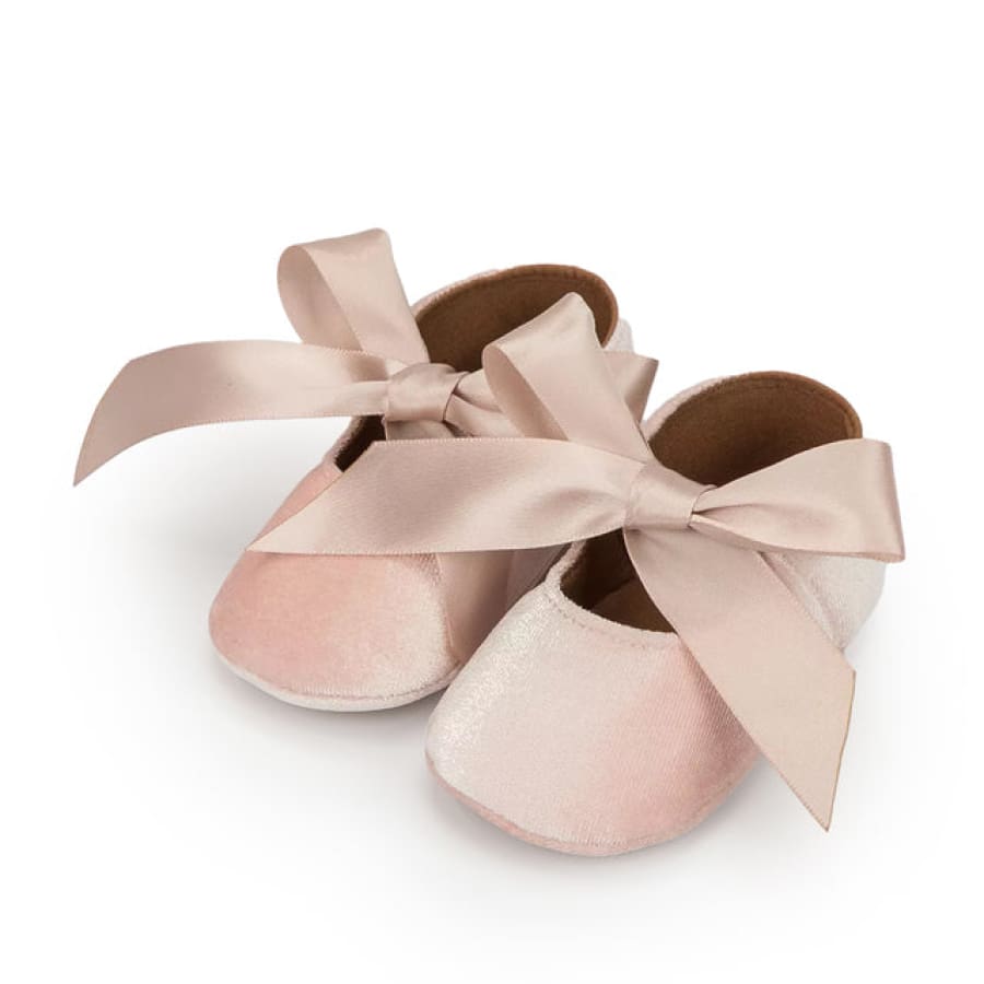 Violetta Velvet Bow Ballet Flats - Pink - 0-6 Months - shoes shoes