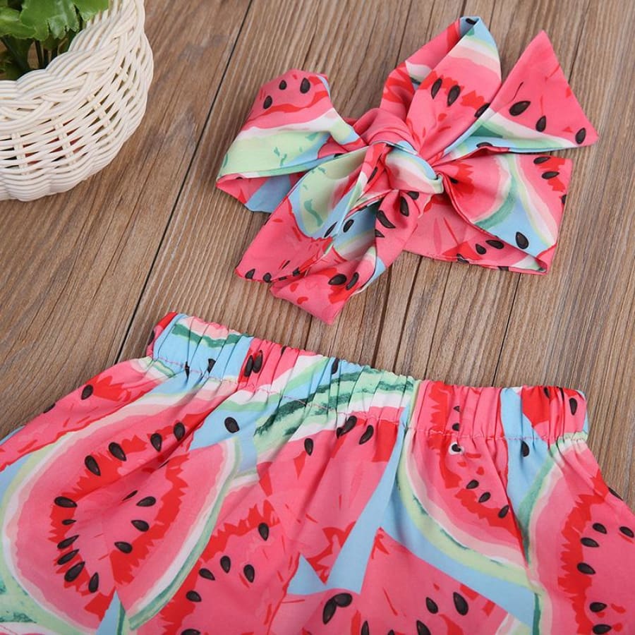 Wanda Watermelon Bloomer Set - 0-6 Months - Sets Girl headband sets summer watermelon