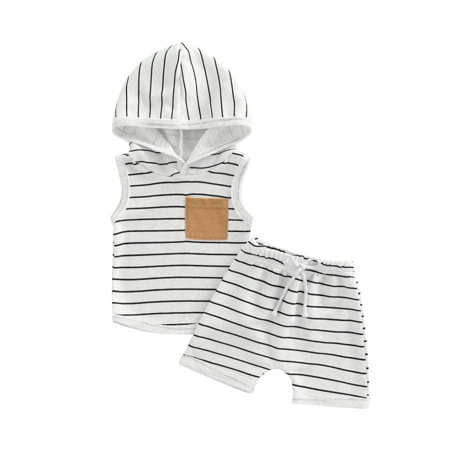 Wyatt Hoodie Tee + Short Set - Snow - A / 0-6 Months
