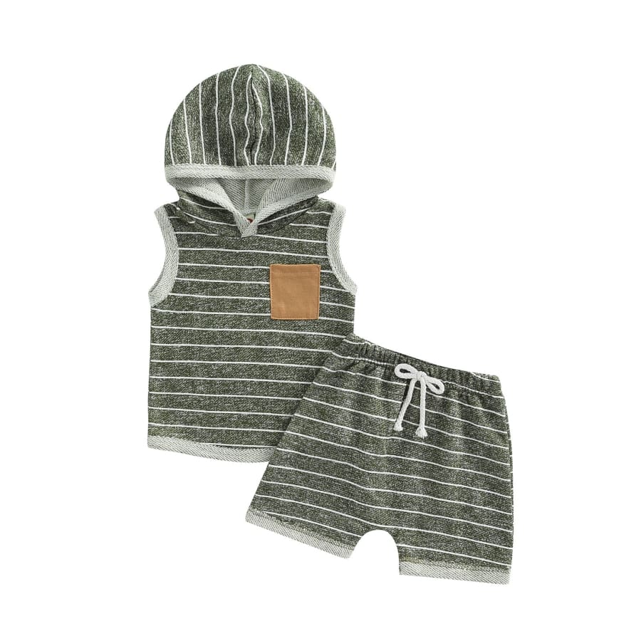 Wyatt Hoodie Tee + Short Set - Grey - D / 0-6 Months